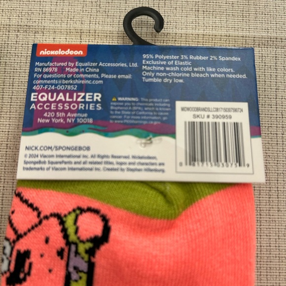 NWT Unisex Sponge Bob Square Pants and Patrick Nickelodeon Crew Socks- Set of 2 - Picture 4 of 6